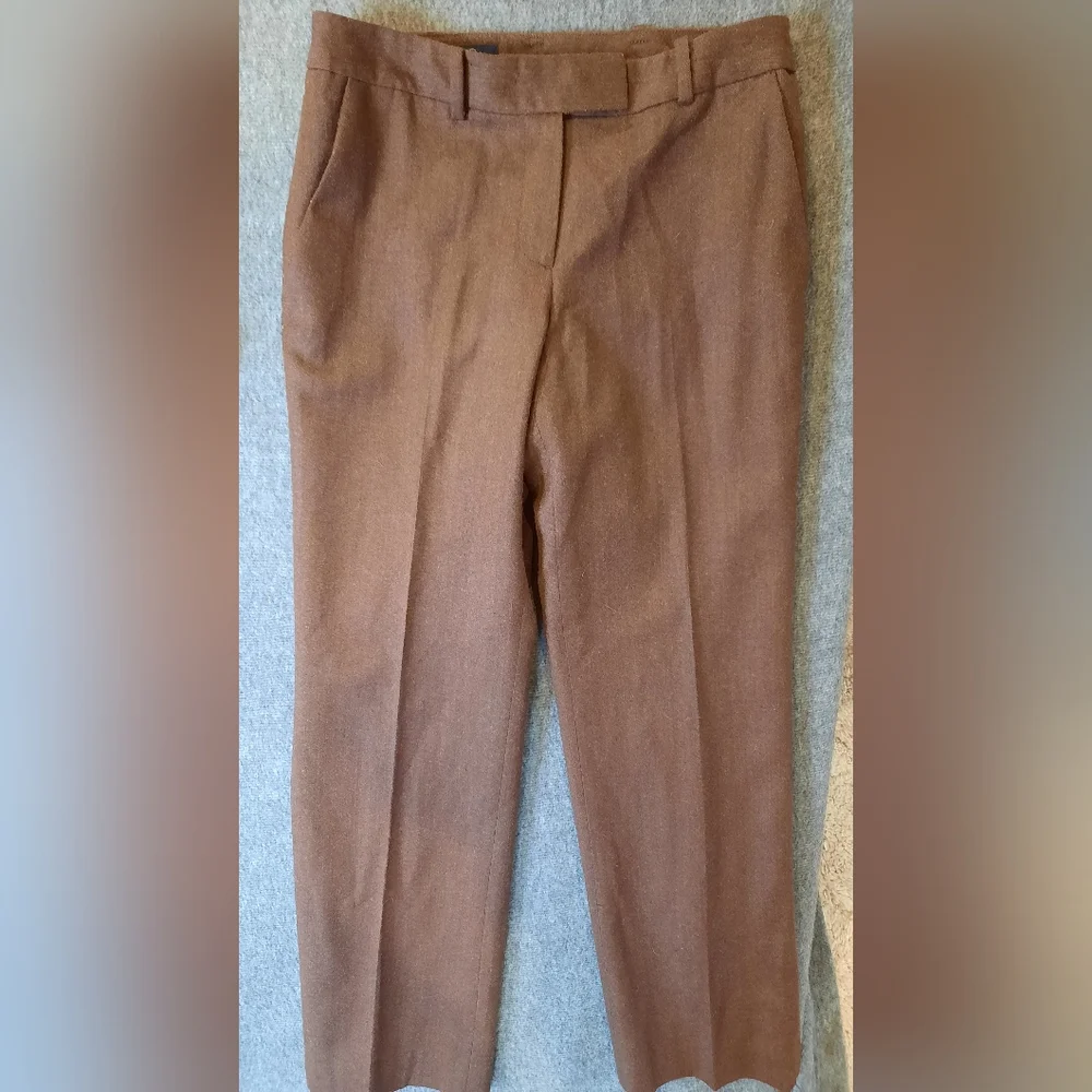 Brooks Brothers Dress Pants Womans 4 Petite Brown Wool-Cashmere Formal Preppy